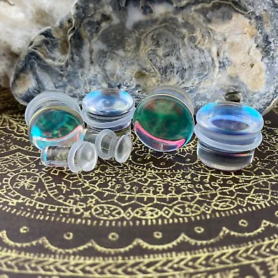 Aurora Borealis Single Flare Glass Plugs (PG-574) Gauges • $12.79