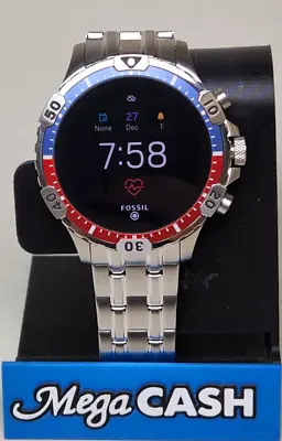 $159 • Buy Fossil Gen 5 Smartwatch Garrett HR Black/Silver - DW1OF2 - 46 Mm SS