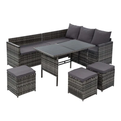 $802.99 • Buy Gardeon Outdoor Furniture Dining Setting Sofa Set Lounge Wicker 9 Seater Mixe...