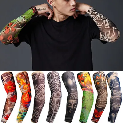£2.08 • Buy Nylon Fake Body Art Full Arm Temporary Stretchy TATTOO SLEEVE : 10 Designs