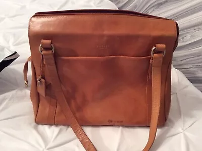 Large Tan Leather Radley Tote Bag 14”x10”.     • £22