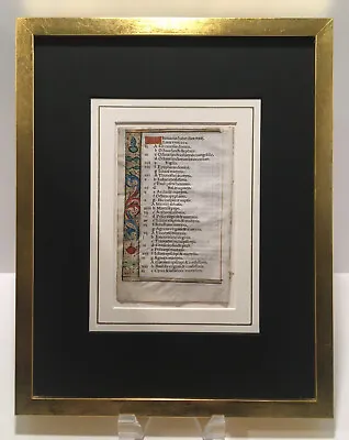 RENAISSANCE BOOK OF HOURS CALENDAR LEAF FOR JANUARY C. 1534 FRAMED • $500