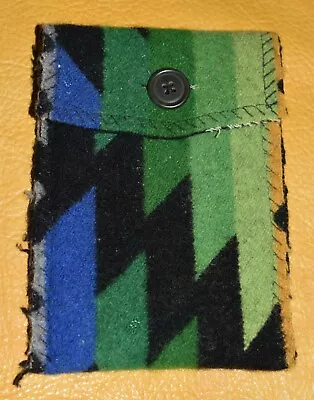 Handmade Pendelton Wool Fabric Small Medicine Pouch Bag W/ Button Crafted Oregon • $14.40