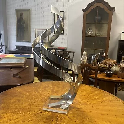 Dan Murphy Original Art Anodized Aluminum Ribbon Sculpture On Acrylic Base C'83 • $750