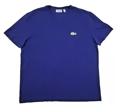 Lacoste Big Croc V Neck T Shirt Mens 7 2XL XXL Royal Blue Short Sleeve Cotton • $24.99