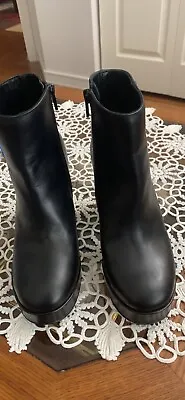 Lea Foscati Women’s Black Leather Heels Booties Size 5.5/6 (EU 36) • £14.25