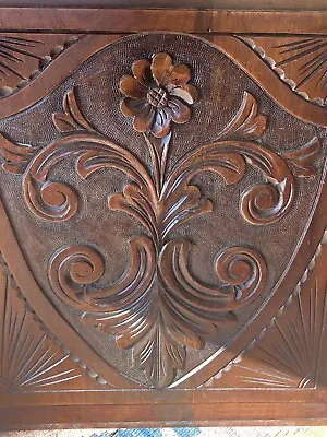 £55 • Buy A Pair Of Carved Walnut Floral Panels C.1900 - Arts & Crafts / Nouveau Influence