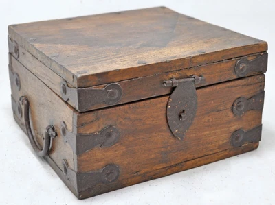 $59 • Buy Vintage Wooden Square Storage Chest Box Original Old Hand Crafted