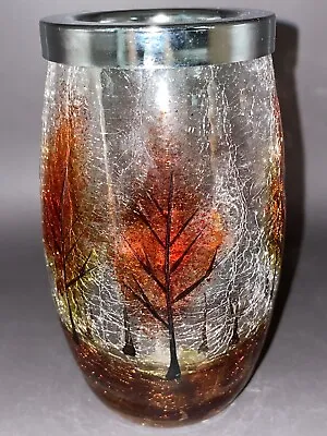 Yankee Candle Crackle Glass Autumn Votive Tea Light Candle Holder • £20.25
