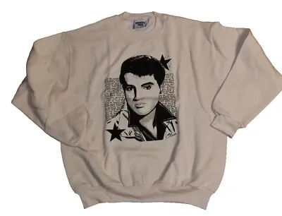 NEW Vintage Elvis Presley Sweatshirt 2000's Sz. Large Cream Color By LEE NWOT • $31.45