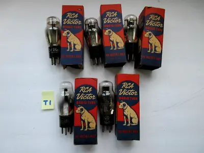 LOT # T1-  5 RCA 56 EARLY Vacuum Tubes-  UN TESTED / AS IS MILITARY RADIO TV AMP • $40