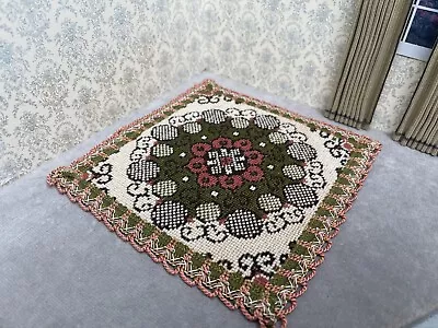 Micro Needlepoint Square Rug Artisan Dollhouse 1:12 Scale Miniature Rug  • $25