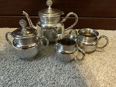 Tea Set 4 Piece New Amsterdam Silver Co. Quadruple Plate # 516 Vintage • $99