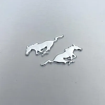 2PC Silver Metal Side Fender Running Horse Emblem Sticker Decor For Ford Mustang • $9.99