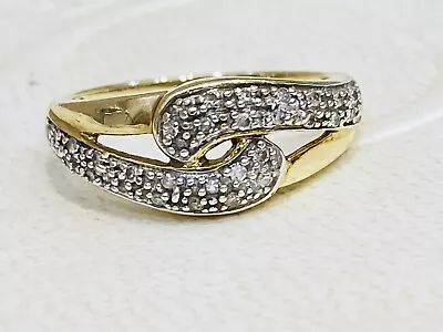 9ct Gold Diamonds Sparkling Dress Ring Size  O P 3 Grams • $199