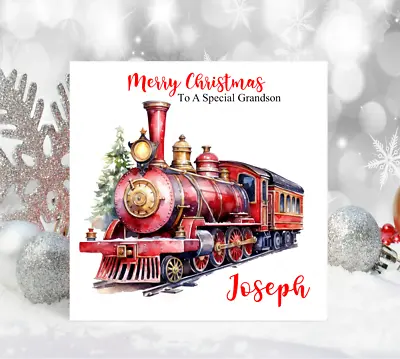 Christmas Card Personalised Steam Train Christmas Card • £2.99