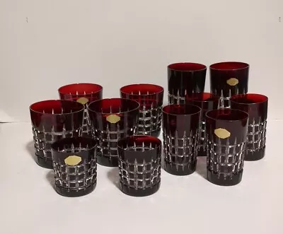 Vintage Echt Bleikristall CrystalCrimson Set Of 12 Glasses • $84