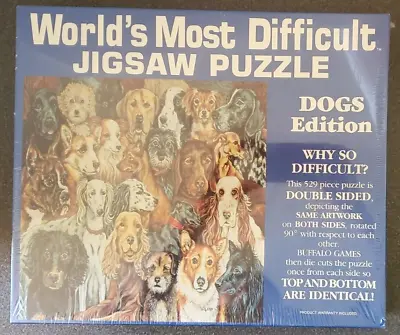 1992 Worlds Most Difficult Jigsaw Puzzle Dogs 529 Piece Double Sided NEW • $12.49