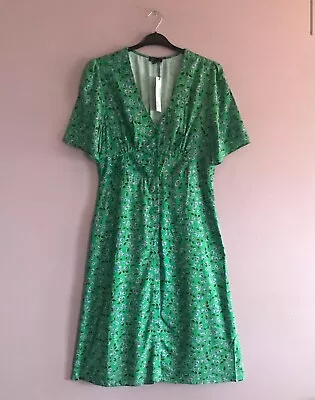 Nobody’s Child Size 14 Green + Purple Berry Fruit Print MIDI Tea Dress NEW • £15