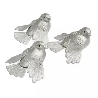 $40.94 • Buy Silver Woodland Mushroom Chickadee Birds | 12 Birds | For Indoor Decor