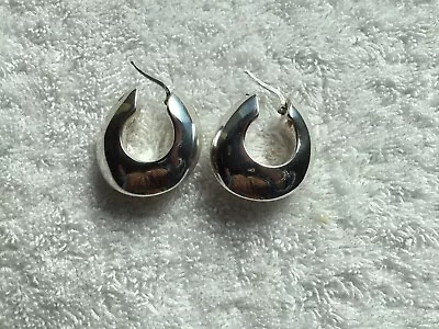 Large Chunky Stylized Sculptured Arty Sterling Hoop Earringsmiloritaly • $40