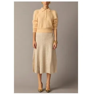 J.Crew Collection Sequin Sweater Slip Skirt Size Medium NWT Beige Merino Wool • $375