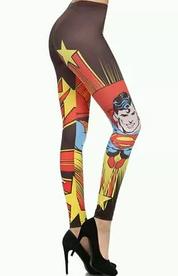 £19.76 • Buy Women's DC Comics Marvel Superman Sublimation Graphic Cartoon Print Leggings XS