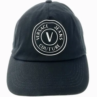 Versace Jeans Couture V Logo Baseball Cap Adjustable-One Size Black Hat NEW • $87.99