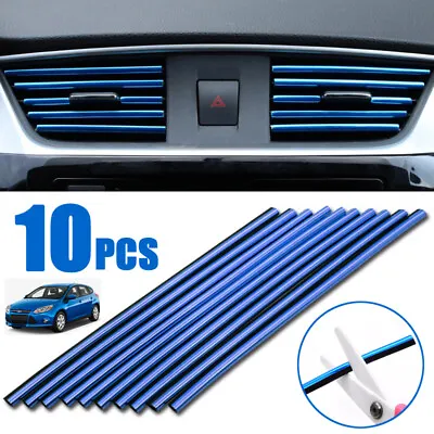 £3.41 • Buy 10X Blue Car Air Conditioner Outlet Vent Grille Decor U Shape Molding Trim Strip