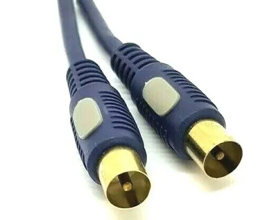 10M TV Aerial Cable Male To Male RF Coaxial Digital Lead Metre BLUE • £2.99