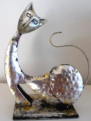 $7 • Buy Silver Metal Long Neck Cat-made In China-unwanted Gift-used--very Good Condition