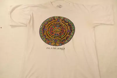 Mexico Mayan Calendar T-Shirt Isla Mujeres Multicolor Graphic T Size Extra Large • $19.95