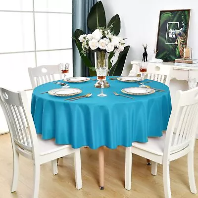 Teal Round Tablecloth - Waterproof Stain Resistant Wrinkle Free Turquoise Tab... • $20.22