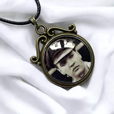 Elvis Presley Army Vintage Filigree Cabochon Antique Gold Necklace • $11.18