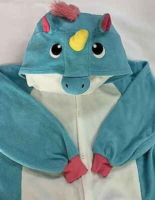 Adult Small Blue Unicorn One-piece Drop Crotch Pajama Cosplay Costume • $27.88