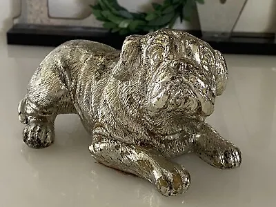 Vintage Ceramic Metal? English Bulldog Dog Metallic Silver Finish Figurine 4 X3  • $24.15