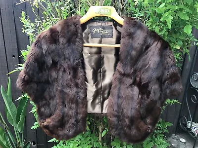 Vintage RUSSIAN Fur Stole Coat GRAF'S OF SAN DIEGO Reddish-Brown -SOFT! • $210