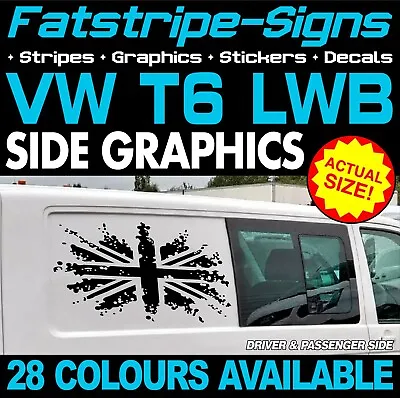 To Fit VW T6 LWB UNION JACK FLAG STICKERS GRAPHICS DECALS DAY VAN CAMPER • £32.99
