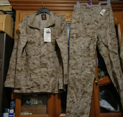 USMC MARPAT Uniform DESERT SET Combat Shirt Pant MEDIUM REGULAR NEW WITH TAG • $105.75