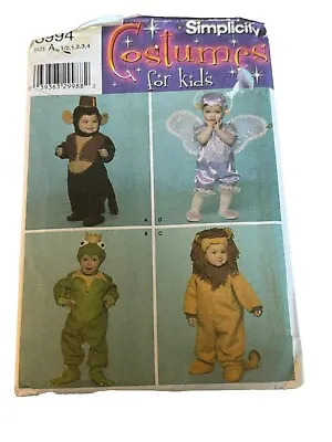 Simplicity Sewing Pattern 3994 Toddler Costumes Lion Monkey Frog Prince 2T 3T 4T • $11.69