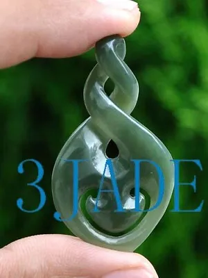 Natural Nephrite Jade Double Twist Pendant Pounamu Necklace Maori Jewelry  • $27.99