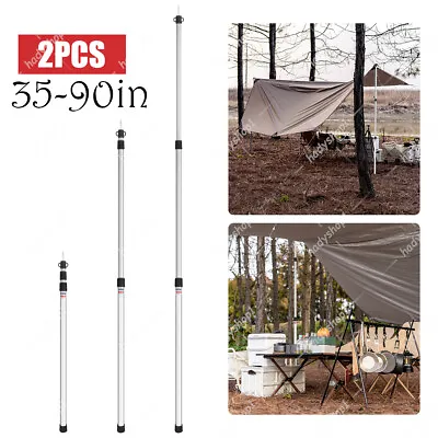 2Pcs 90  Adjustable Aluminum Alloy Camping Tarp Telescoping Tent Canopy Poles • $29.99