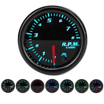 Universal 12V 2  52mm 7 Colors Car Auto Tachometer Gauge Meter LED+Sensor • $19.99