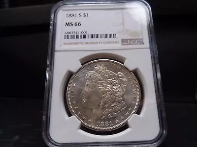 1881-S MS66 Morgan Silver Dollar NGC Certified Gem - White/Light Gold Hue • $359.99