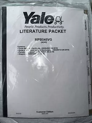 Yale MPB045VG Literature Packet (A245) Maintenance User Manual Forklift Truck • $39.99