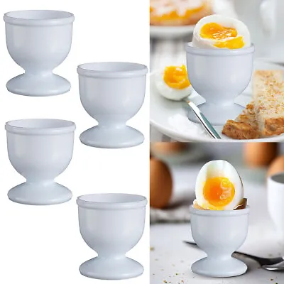 4pcs Egg Cup Trays Set White Hard Soft Boiled Kitchen Breakfast Utensils NEW • £3.39