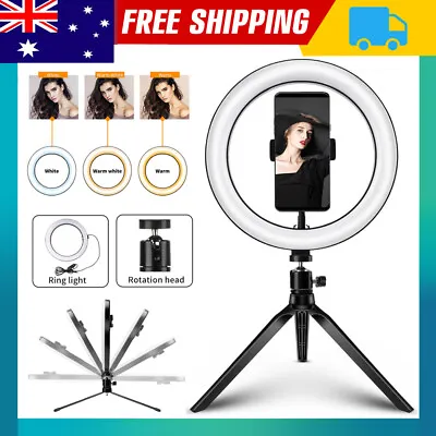 $15.99 • Buy 10  LED Ring Light Dimmable Lighting Kit Phone+Selfie Tripod Makeup Live Lamp AU