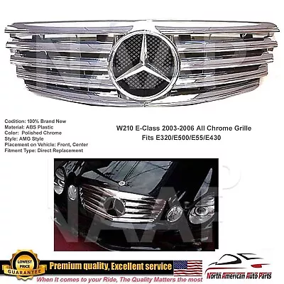 E55 E63 Grille E-Class All Chrome AMG FIN Star E320 E500 2003 2004 2005 2006  • $155