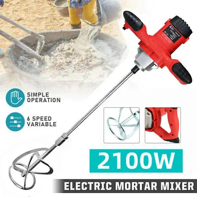£47.99 • Buy 2100W 6-Gear Speed Electric Plaster Paddle Mixer Drill 240V Paint Cement Stirrer