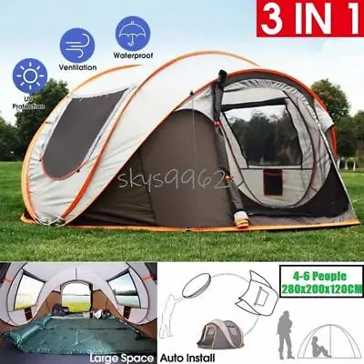 4-6 Person Instant Pop Up Tent Waterproof Camping Tent Outdoor Hiking Tents • £139.99